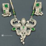 silver necklace with earring (7) Elegant silver necklace and earring combo