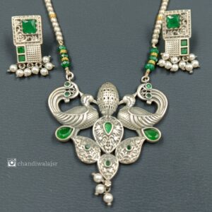 silver necklace with earring (7) Elegant silver necklace and earring combo