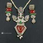 silver necklace with earring (8)